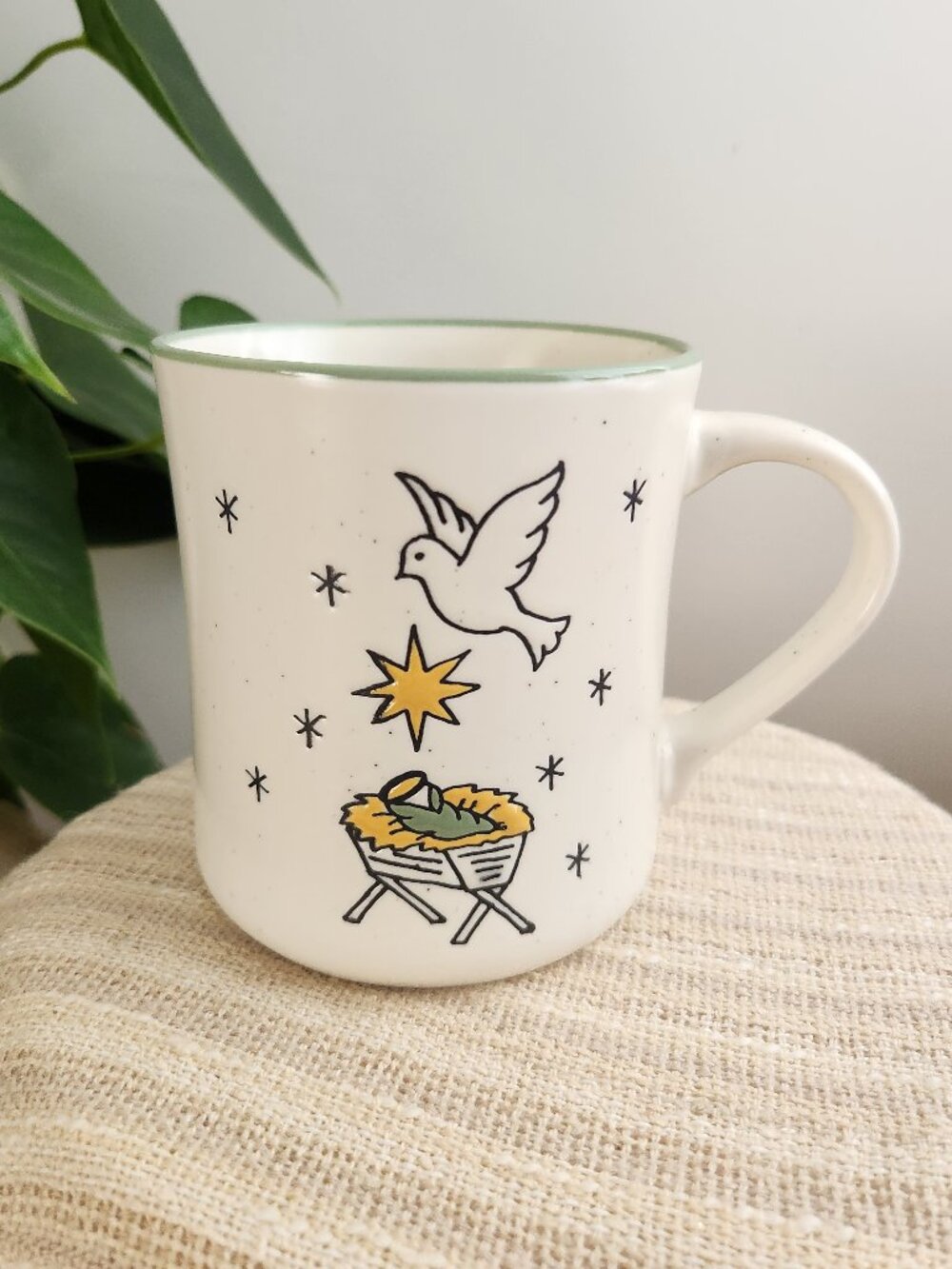 Peppermint & Pine Nativity Coffee Cup Mug Speckled Hand painted